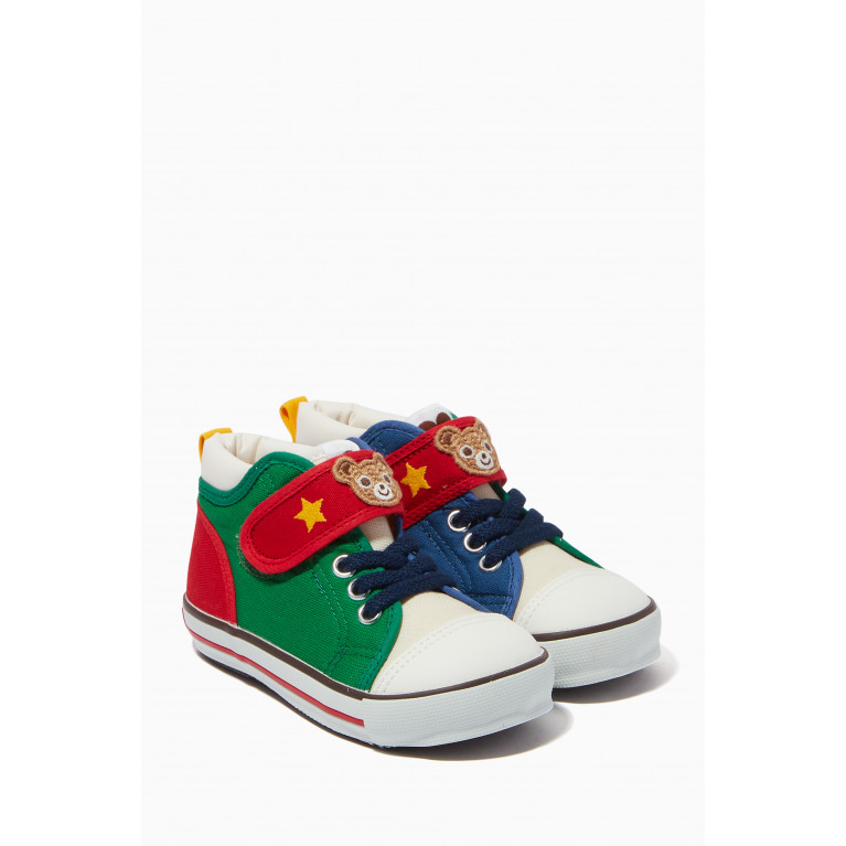 Miki House - Colour-block Velcro Sneakers in Canvas Multicolour