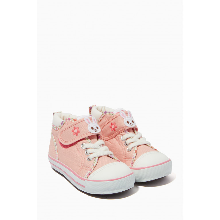 Miki House - Colour-block Velcro Sneakers in Canvas Pink