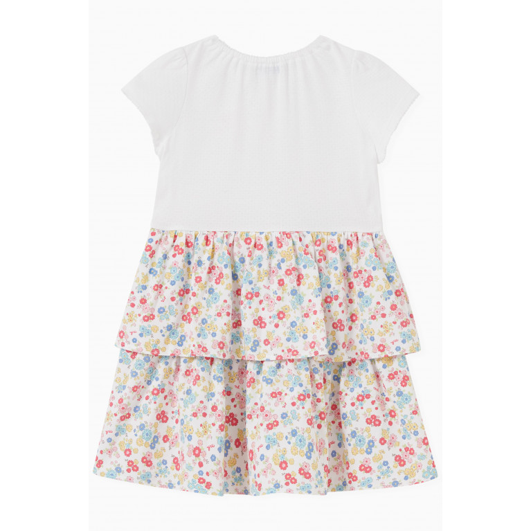 Miki House - Usako Floral-print Tiered Dress in Cotton-jersey