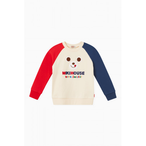 Miki House - Logo Embroidered Sweatshirt in Pure Cotton