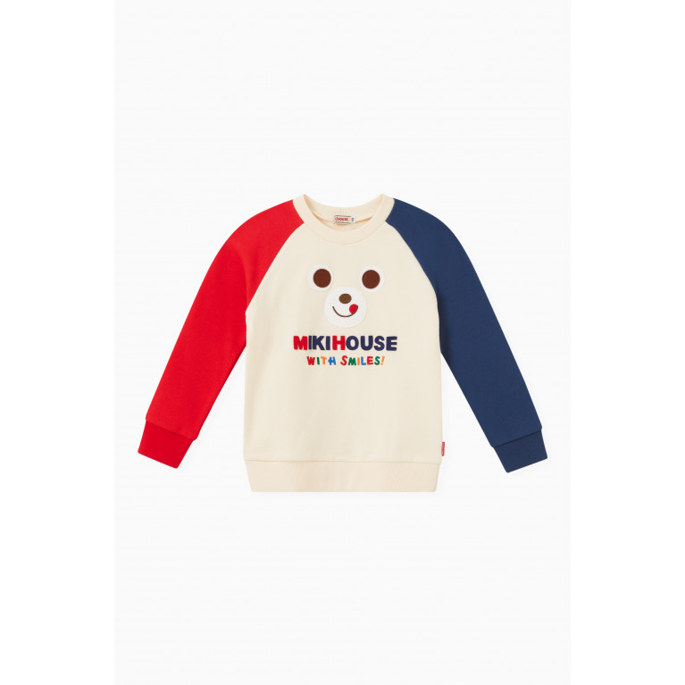 Miki House - Logo Embroidered Sweatshirt in Pure Cotton