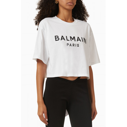 Balmain - Logo Crop T-shirt in Jersey White
