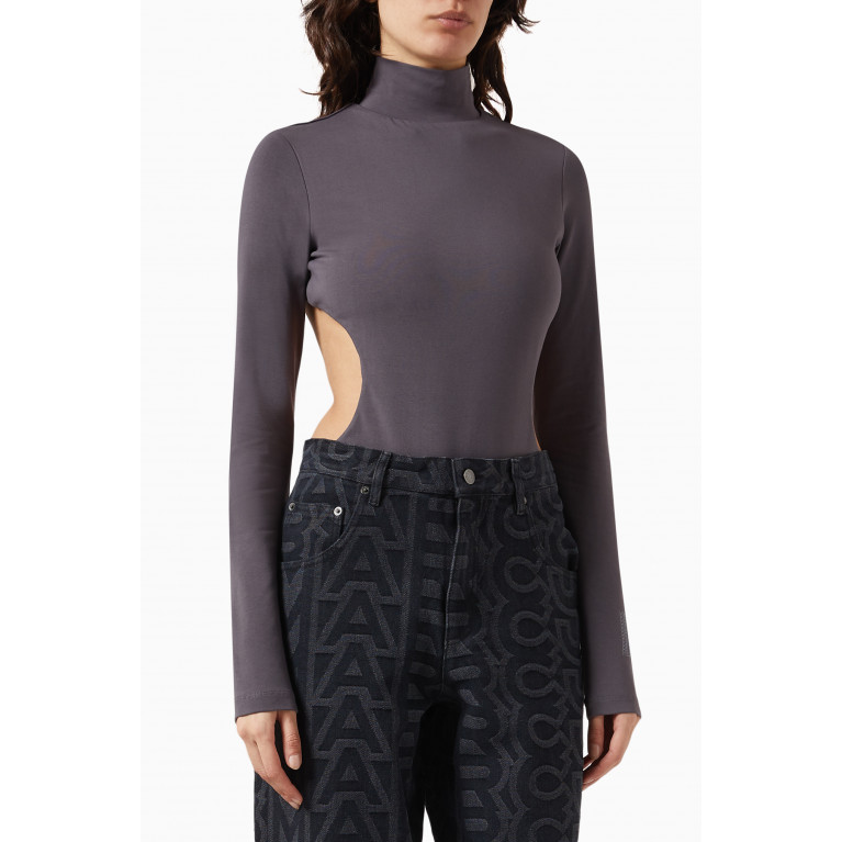 Marc Jacobs - Cut-out Bodysuit in Stretch Cotton-jersey Grey
