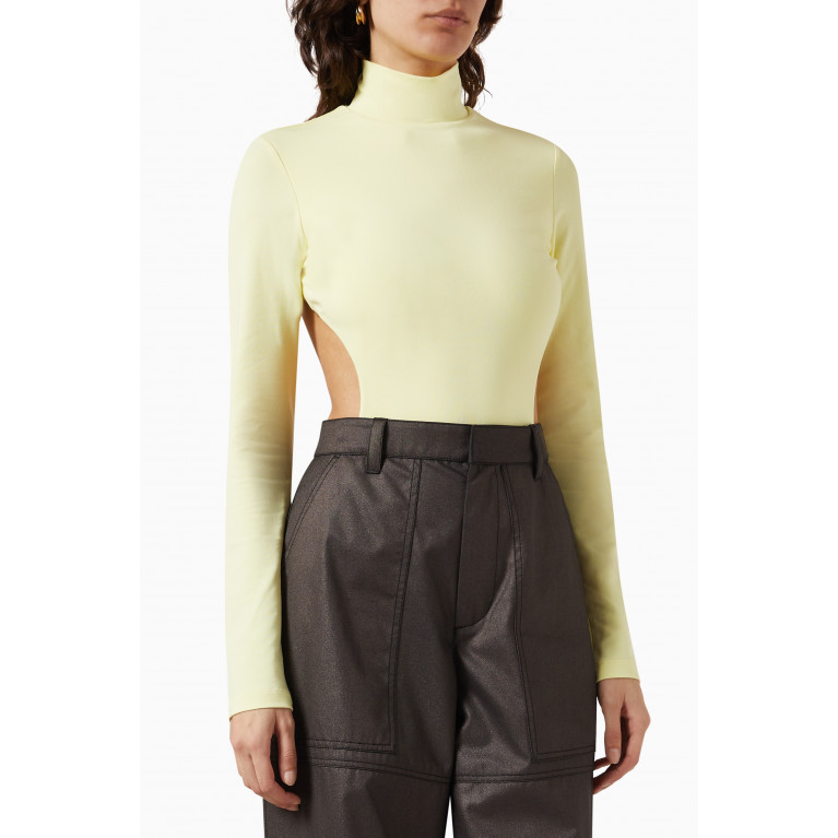Marc Jacobs - Cut-out Bodysuit in Stretch Cotton-jersey Yellow