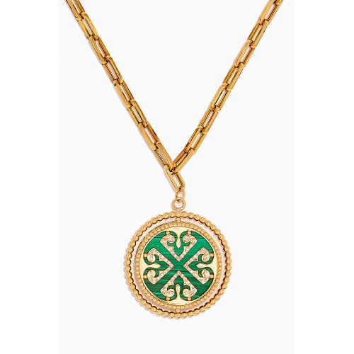 Damas - Large Lace Link Malachite Necklace in 18kt Gold