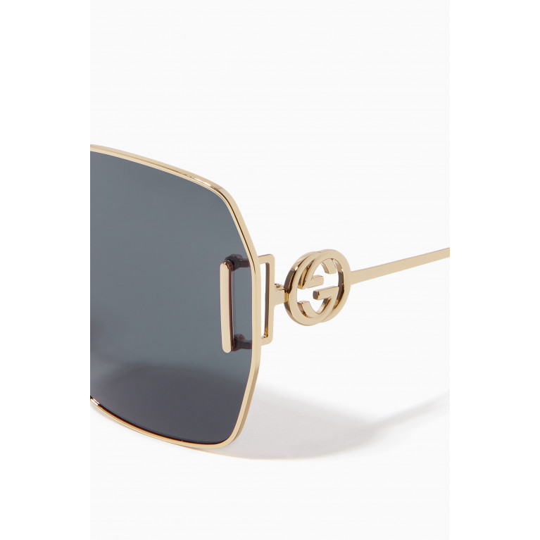 Gucci - Logo-detail Octagonal Sunglasses in Metal