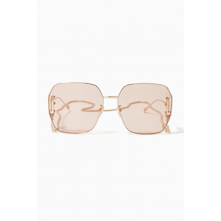 Gucci - Logo-detail Octagonal Sunglasses in Metal