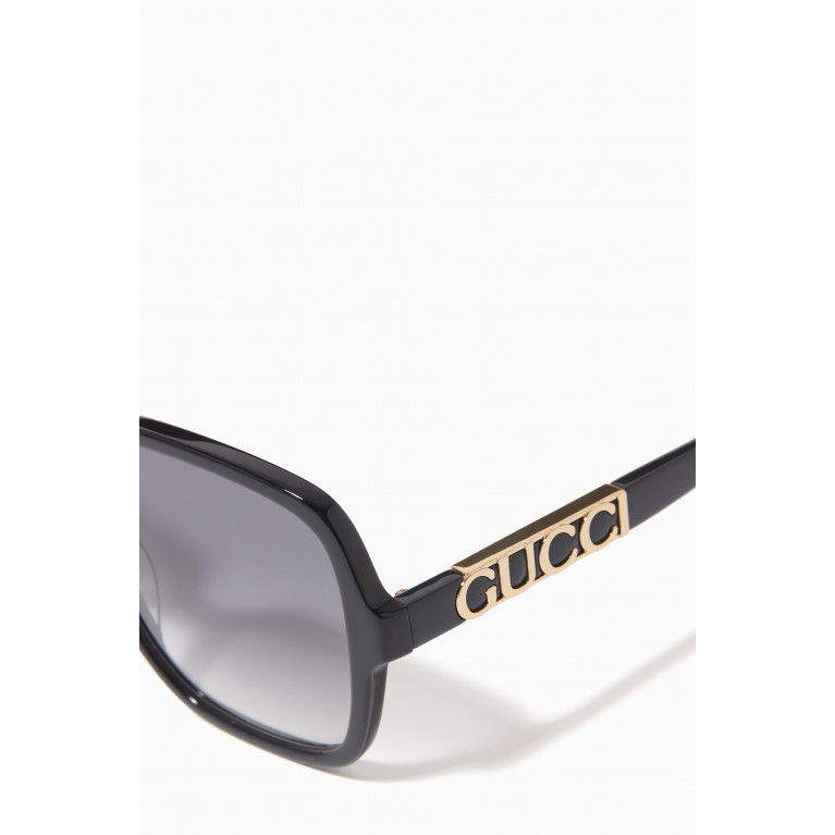 Gucci - Rectangular Sunglasses in Acetate Black