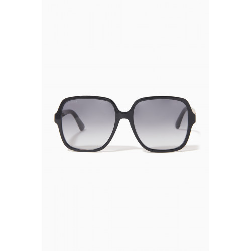 Gucci - Rectangular Sunglasses in Acetate Black