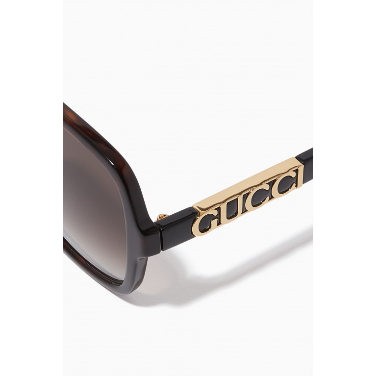 Gucci - Rectangular Sunglasses in Acetate Brown
