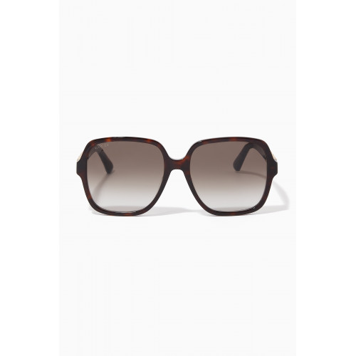 Gucci - Rectangular Sunglasses in Acetate Brown