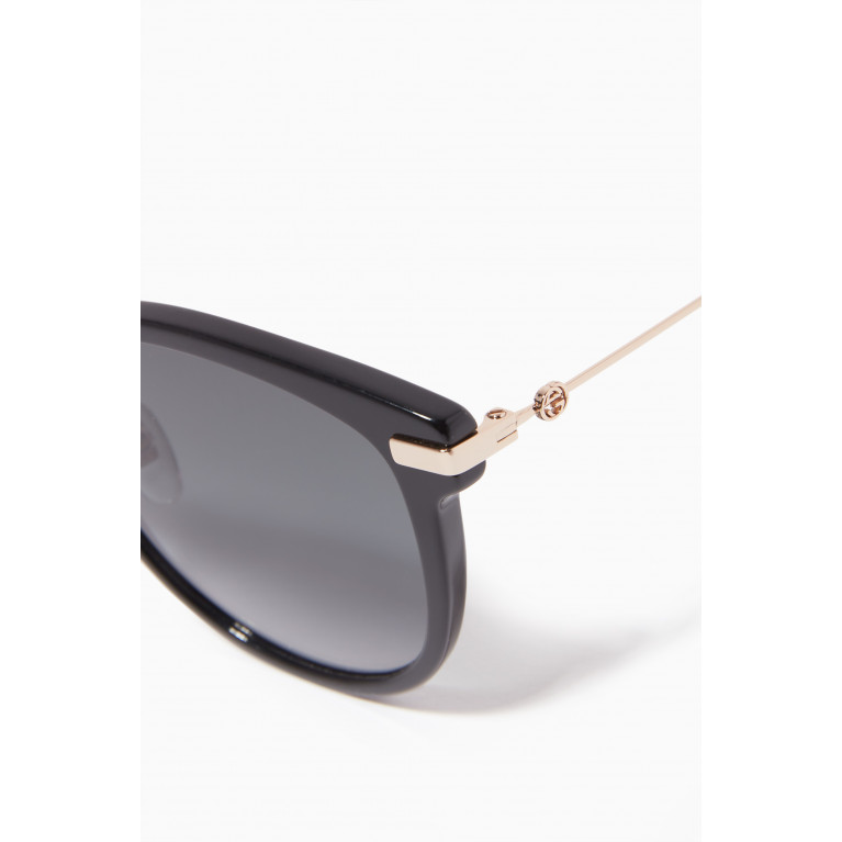 Gucci - Round Cat Eye Sunglasses in Acetate Black