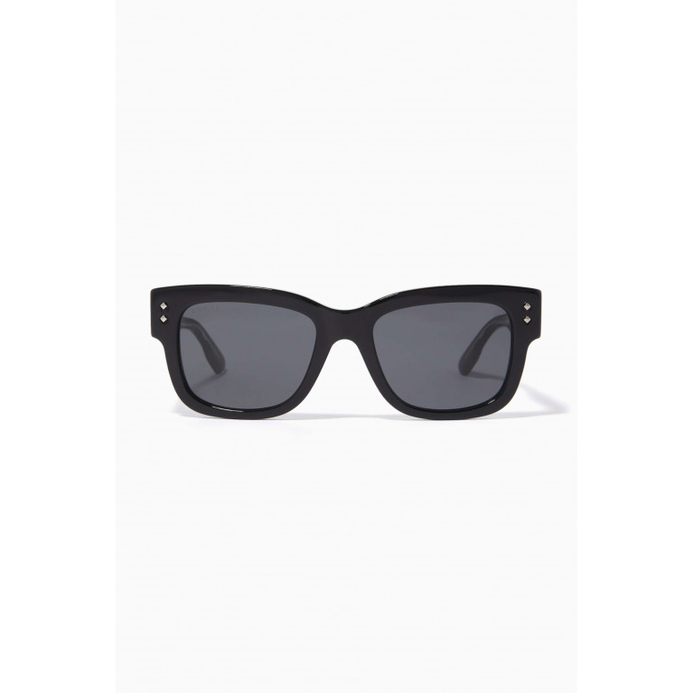 Gucci - Rectangular Frame Sunglasses in Acetate Black