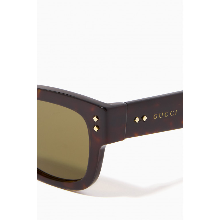Gucci - Rectangular Frame Sunglasses in Acetate Brown
