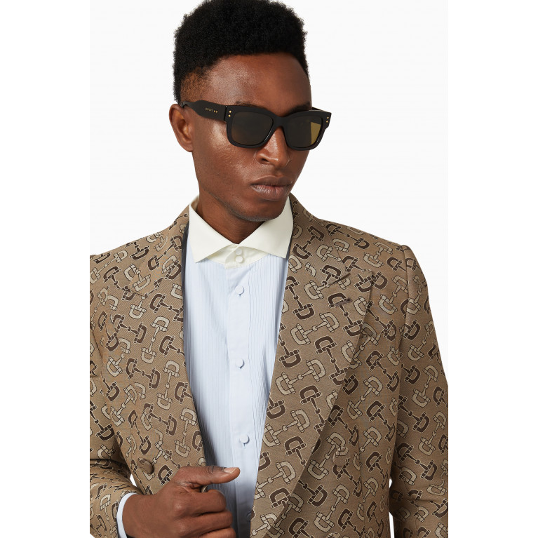 Gucci - Rectangular Frame Sunglasses in Acetate Brown
