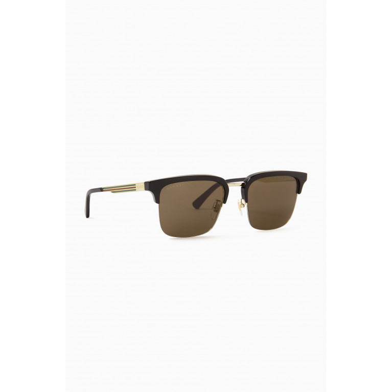 Gucci - Rectangular Frame Sunglasses in Metal Black