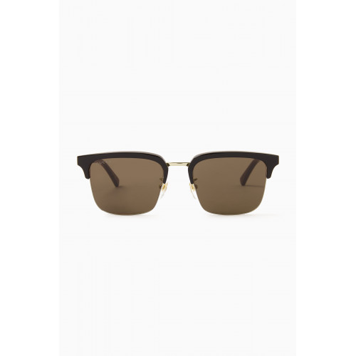 Gucci - Rectangular Frame Sunglasses in Metal Black