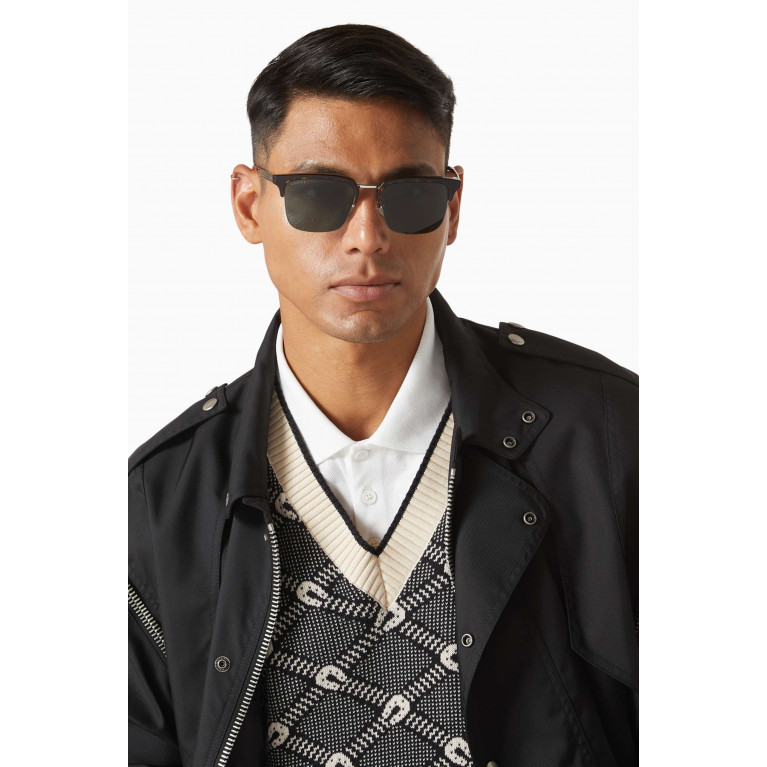 Gucci - Rectangular Frame Sunglasses in Metal Brown