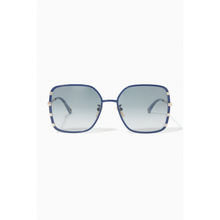 Chloé - Celeste Square Sunglasses in Metal Blue