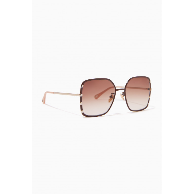 Chloé - Celeste Square Sunglasses in Metal Brown