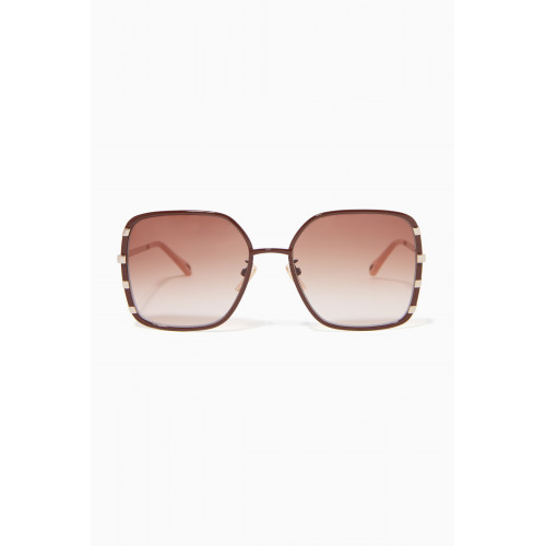 Chloé - Celeste Square Sunglasses in Metal Brown
