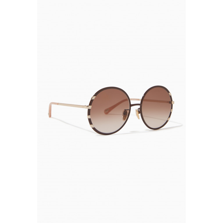 Chloé - Celeste Round Sunglasses in Metal Brown
