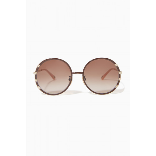Chloé - Celeste Round Sunglasses in Metal Brown