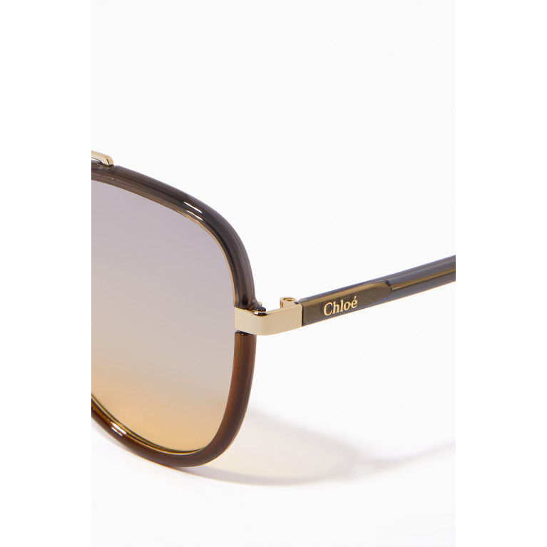 Chloé - Franky Aviator Sunglasses in Metal Grey