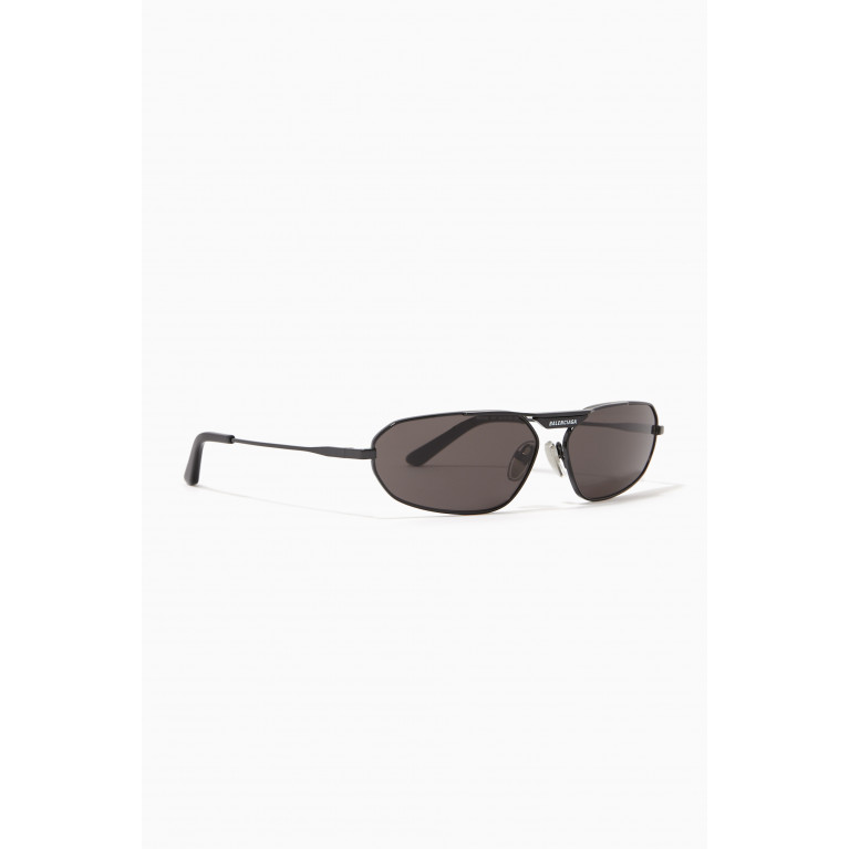 Balenciaga - Tag 2.0 Oval Sunglasses in Metal Grey