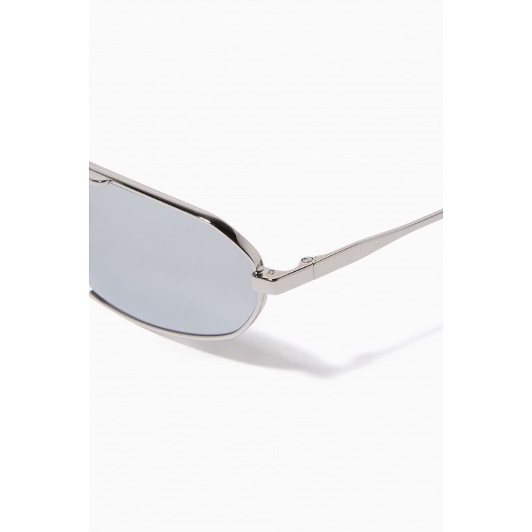 Balenciaga - Tag 2.0 Oval Sunglasses in Metal Silver