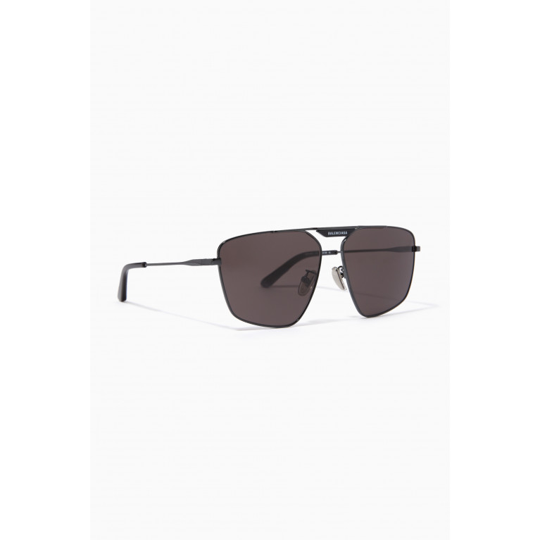 Balenciaga - Tag 2.0 Navigator Sunglasses in Metal Grey