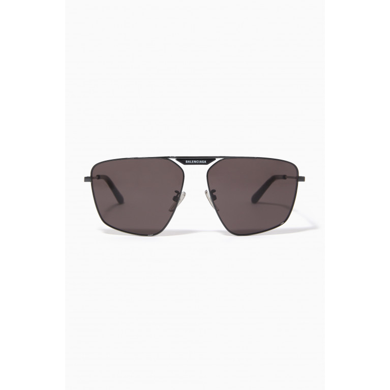 Balenciaga - Tag 2.0 Navigator Sunglasses in Metal Grey