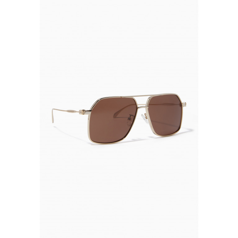 Alexander McQueen - XL Pilot Sunglasses in Metal Gold