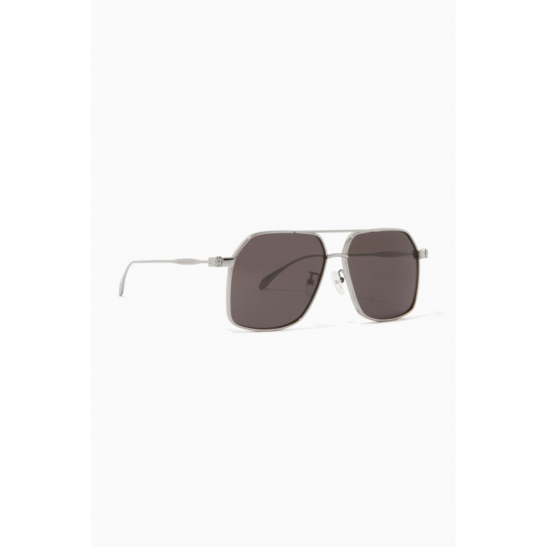 Alexander McQueen - XL Pilot Sunglasses in Metal Silver