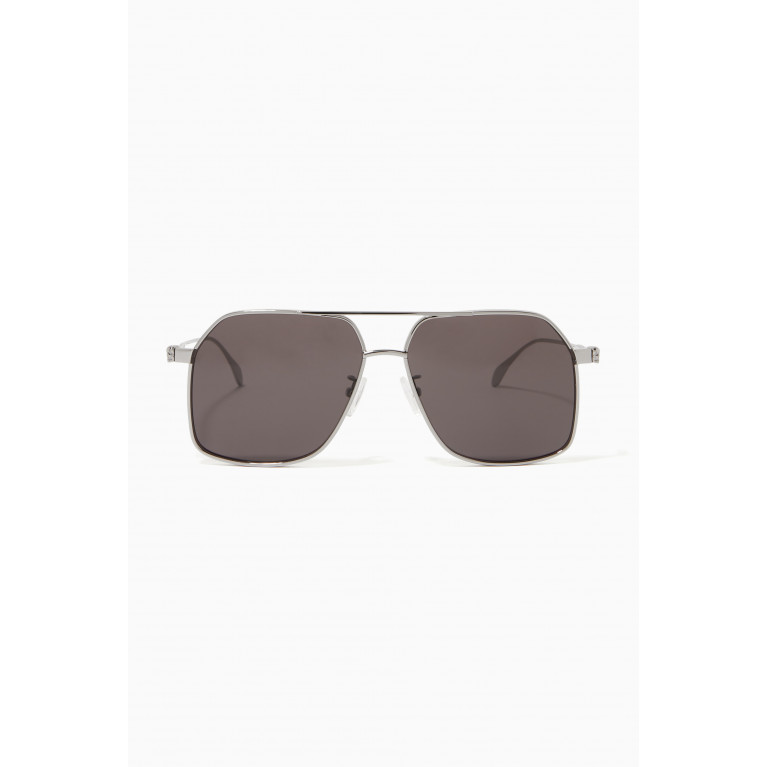 Alexander McQueen - XL Pilot Sunglasses in Metal Silver