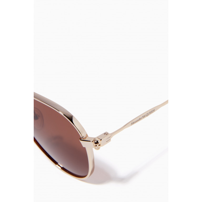 Alexander McQueen - XL Pilot Sunglasses in Metal Gold