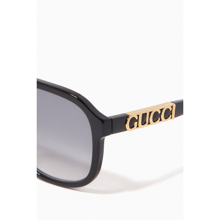 Gucci - Injection Logo Framed Sunglasses in Acetate Black