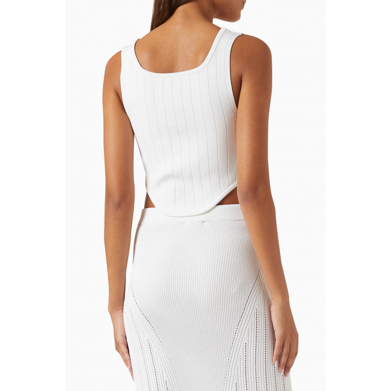 Balmain - Buttoned Knitted Corset Top in Viscose