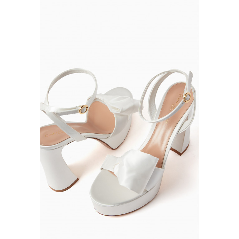 Gianvito Rossi - Rose Embroidered Platform Sandals in Satin