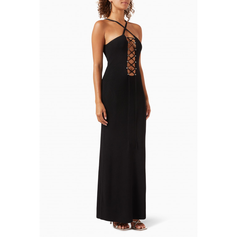 Auteur - Oceane Lace-up Maxi Dress in Ribbed-knit