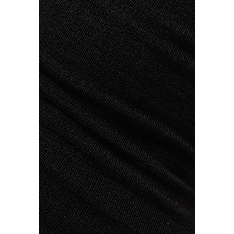 ALOHAS - Delicate Strap Bodycon Midi Dress in Cotton-blend Black