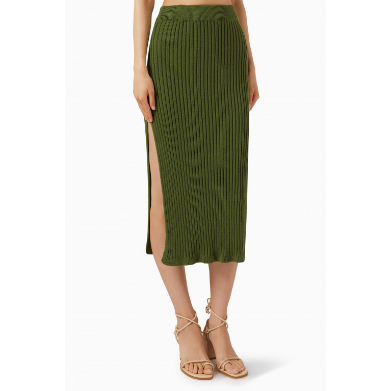ALOHAS - Wise Ribbed Midi Skirt in Cotton-knit