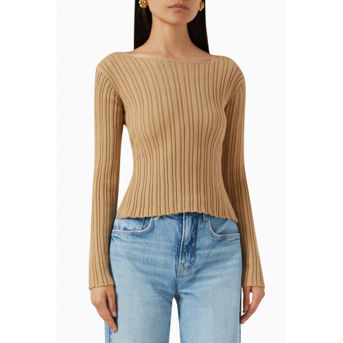 ALOHAS - Honest Open-back Ribbed Top in Cotton-knit Brown