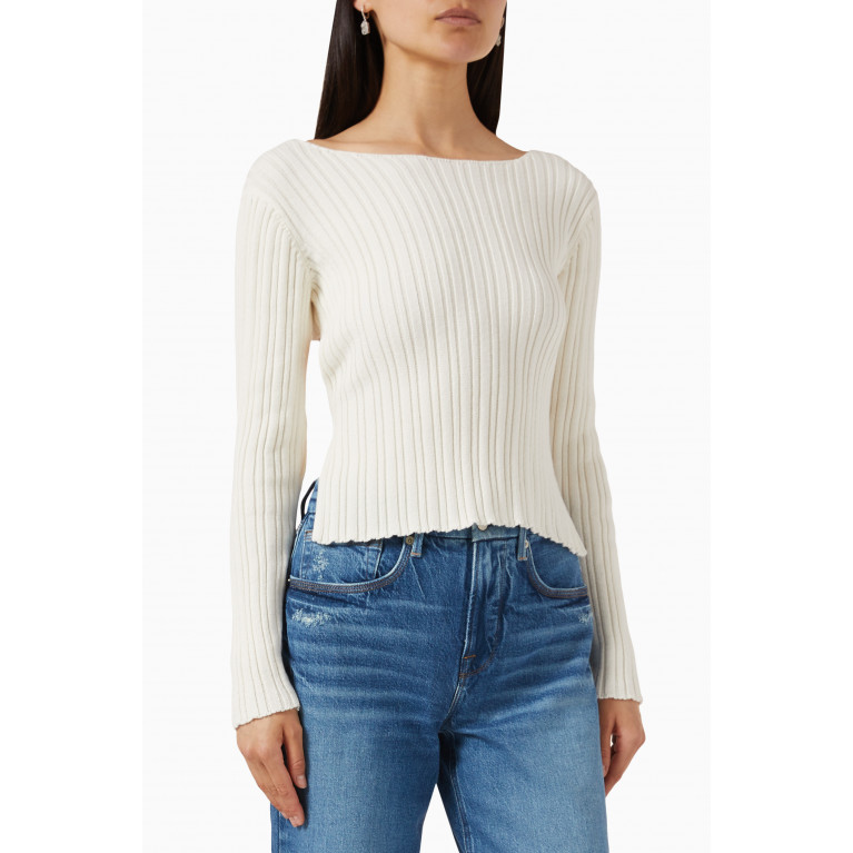 ALOHAS - Honest Open-back Ribbed Top in Cotton-knit White
