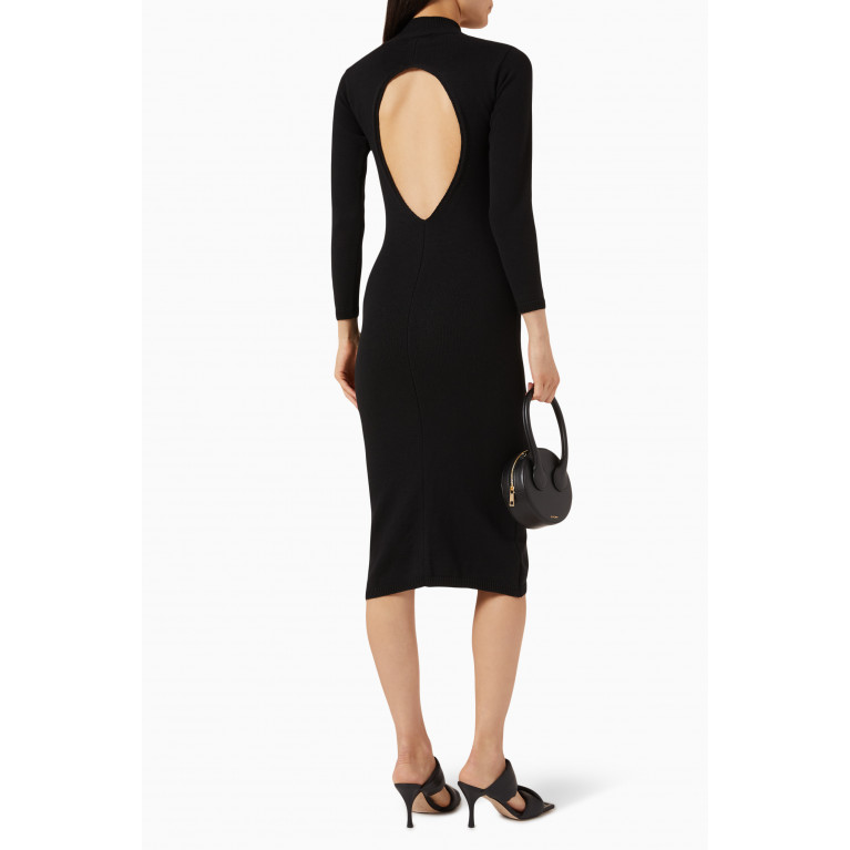 ALOHAS - Conquest Cut-out Midi Dress in Stretch Cotton-knit Black