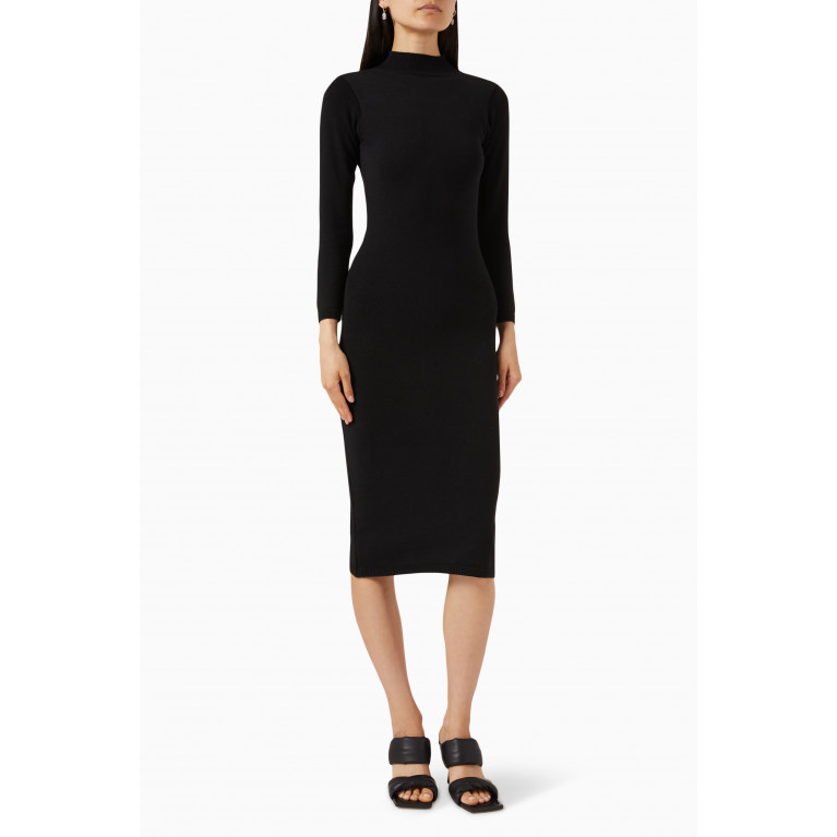 ALOHAS - Conquest Cut-out Midi Dress in Stretch Cotton-knit Black