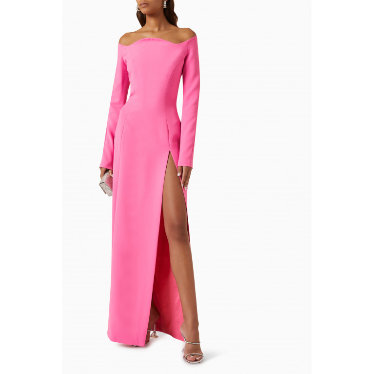 Monot - Off-shoulder Maxi Dress in Crepe Pink