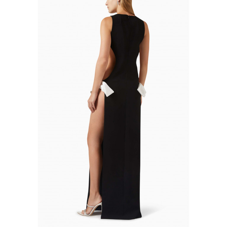 Monot - Side Cutout Maxi Dress in Crepe Black