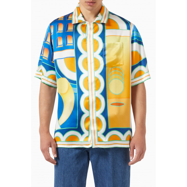 Casablanca - Short Sleeved Cuban Collar Shirt in Silk