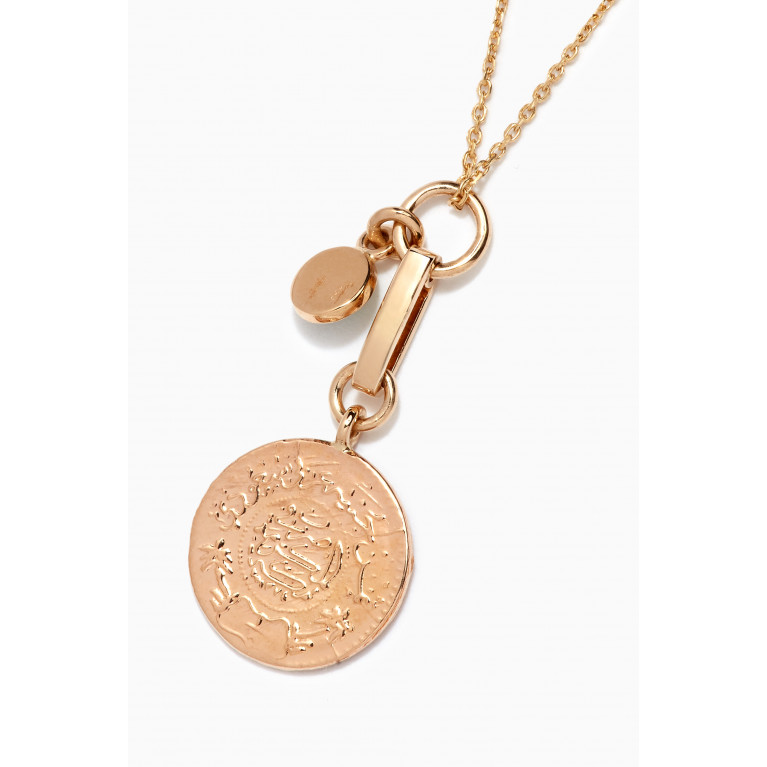Lillian Ismail - "Jeneh" Small Coin Malachite Pendant Chain in 1/4 Saudi Gold